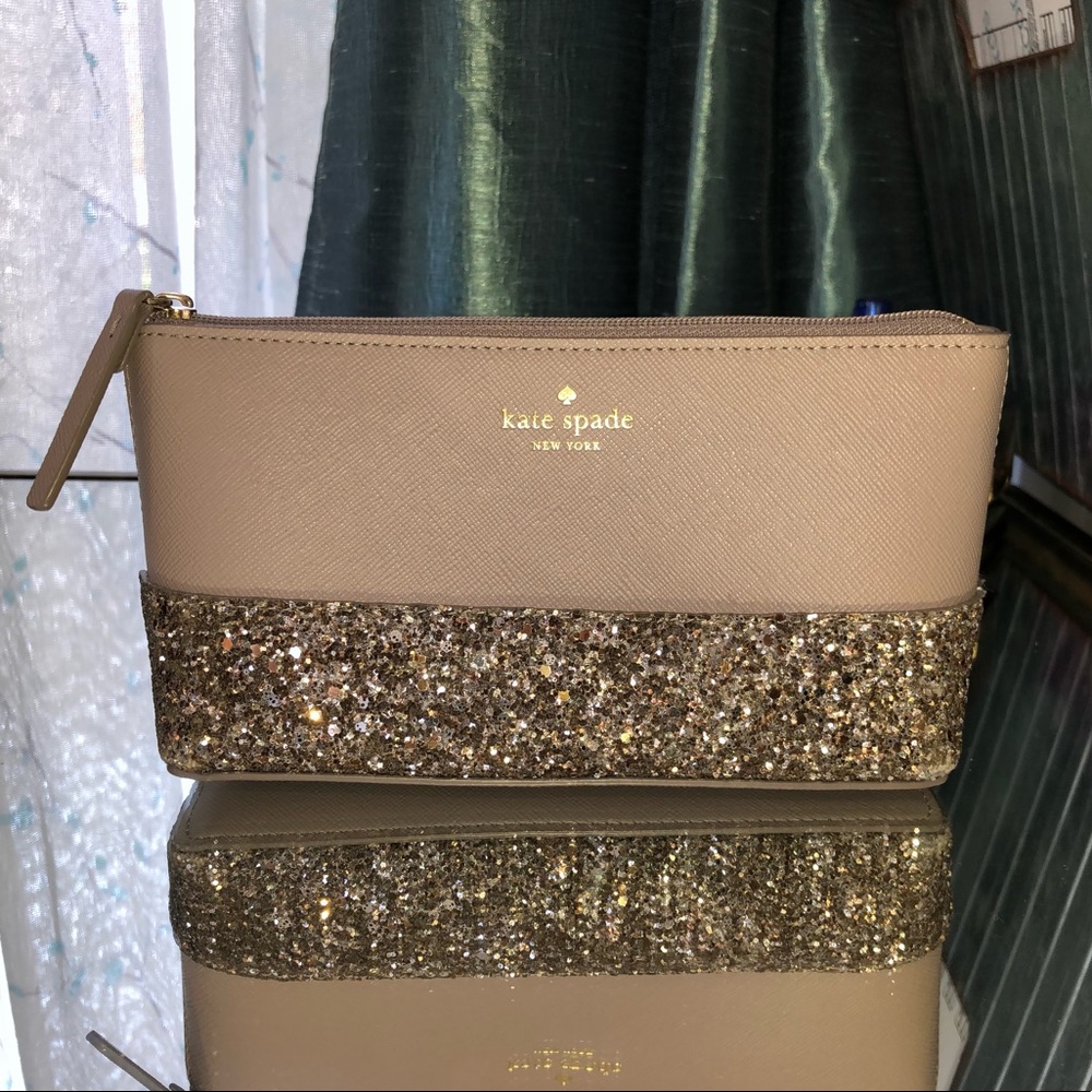 NWOT-Kate Spade Glitter Cosmetic Bag